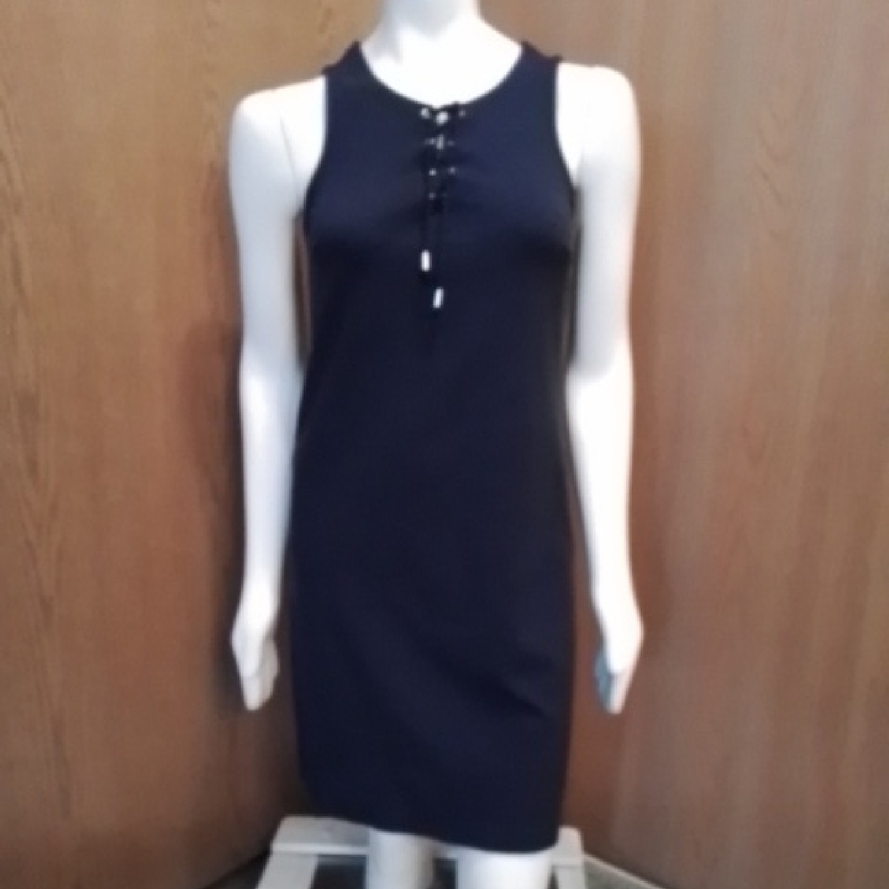 Tommy Hilfiger Sleeveless Navy Lace-Up Dress, Size Small.